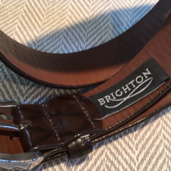 Brighton brown textured leather belt size 32” - Picture 2 of 8